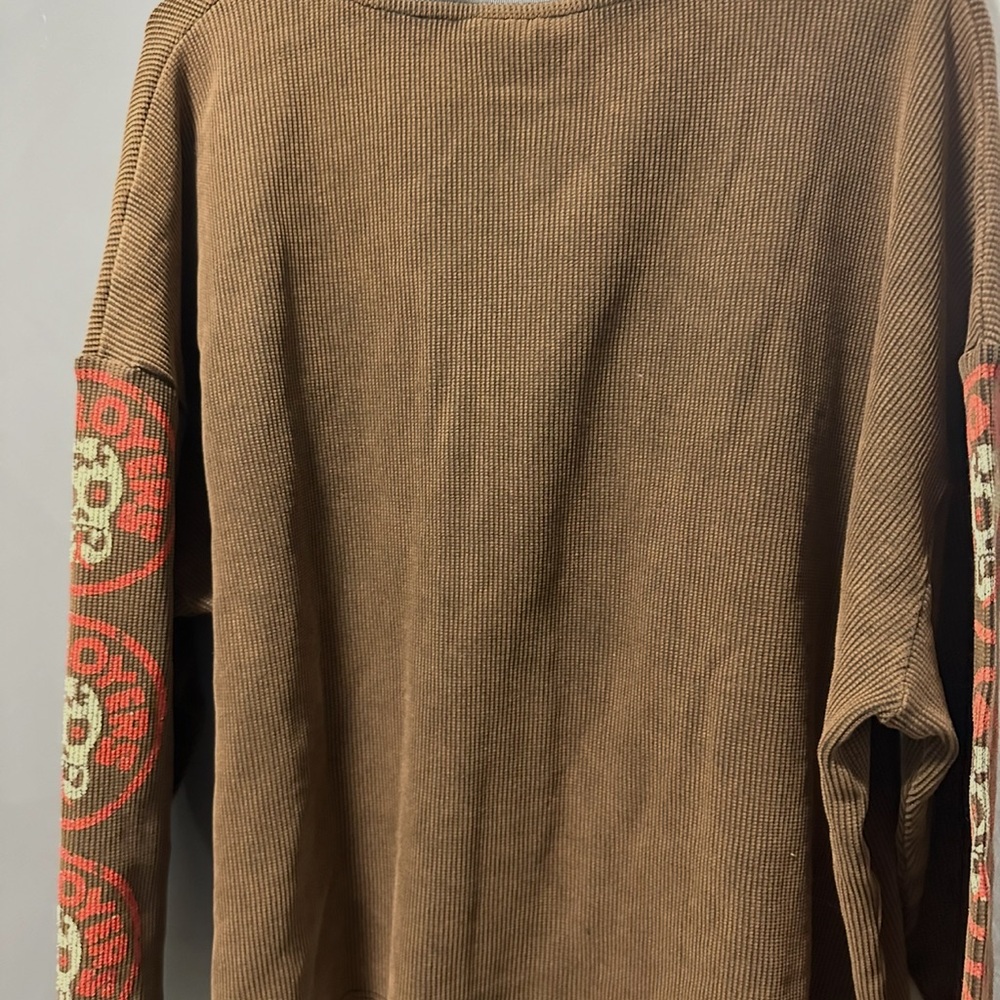 Cheatin snakes waffle thermal Brown Long Sleeve Shirt with Skull Design